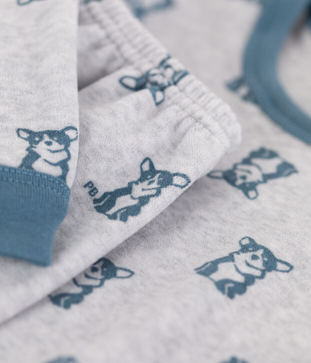 Pyjama en velours  enfant gris/bleu