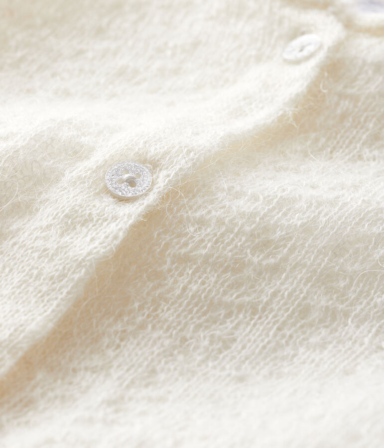 Cardigan b&eacute;b&eacute; fille en tricot blanc MARSHMALLOW