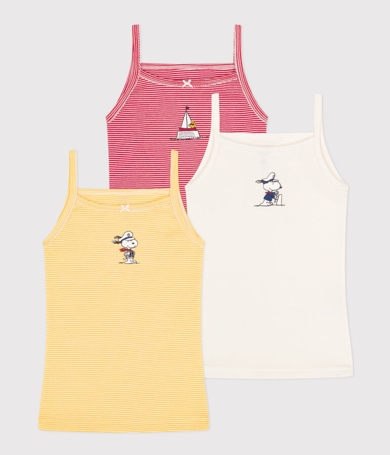 Lot de 3 chemises &agrave; bretelles Petit Bateau X Snoopy en coton petite fille variante 1
