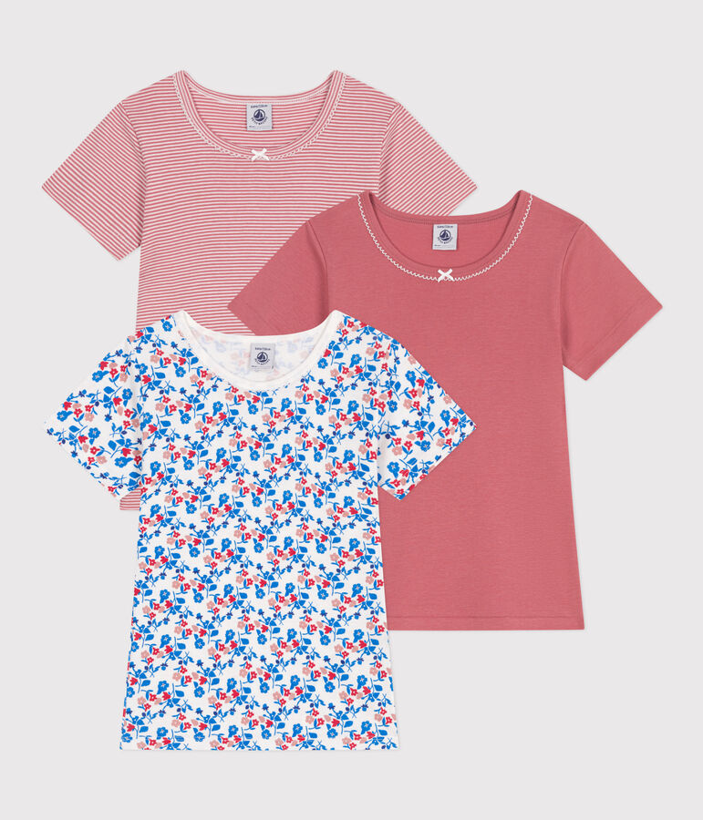 Lot de 3 tee-shirts enfant en coton manches courtes fleuri variante 1