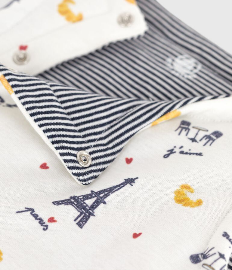 Gilet sans manche r&eacute;versible b&eacute;b&eacute; en coton imprim&eacute; MARSHMALLOW/ ADRIATIC