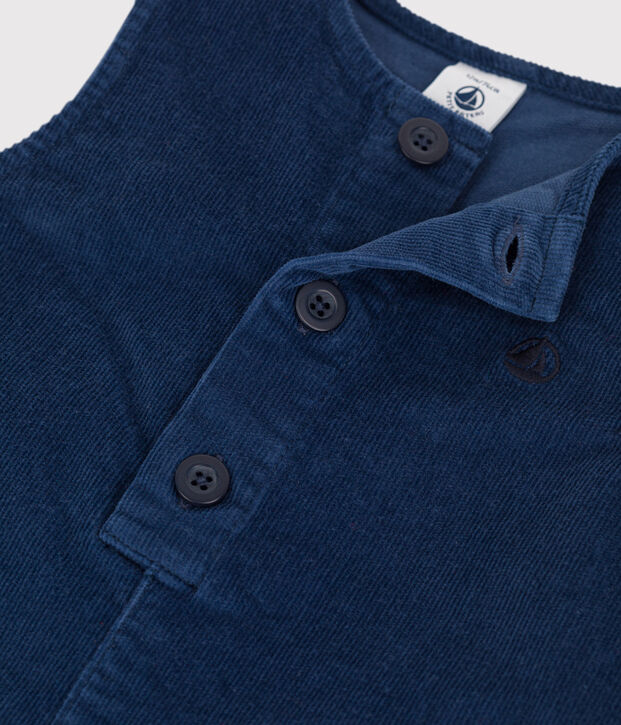 Combinaison b&eacute;b&eacute; longue en velours c&ocirc;tel&eacute; bleu fonc&eacute;