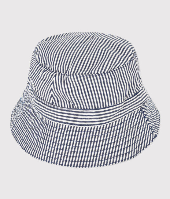 Bob rayé enfant garçon en serge bleu MEDIEVAL/blanc MARSHMALLOW