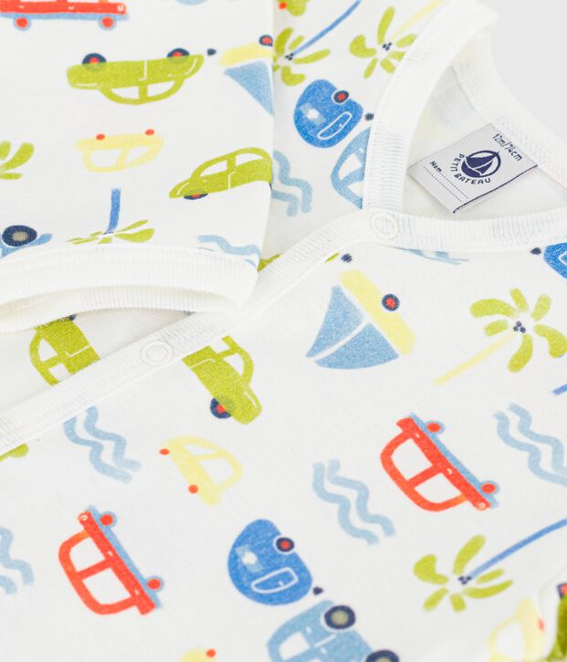 Pyjama b&eacute;b&eacute; en coton imprim&eacute; voitures blanc/multicouleur