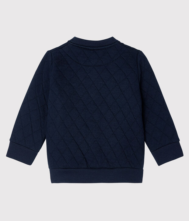 Cardigan b&eacute;b&eacute; gar&ccedil;on en tubique matelass&eacute; bleu marine