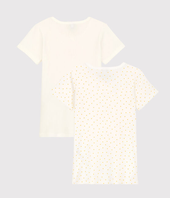 Lot de 2 tee shirts manches courtes imprimé cœur petite fille en coton variante 1