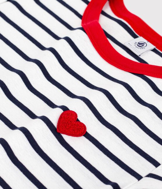 Tee-shirt femme en coton manches courtes blanc MARSHMALLOW/bleu SMOKING