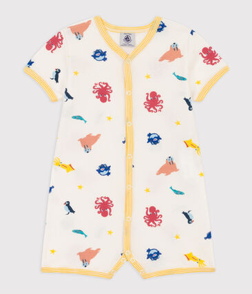 PETIT BATEAU - Combinaison courte animaux marins en coton bébé