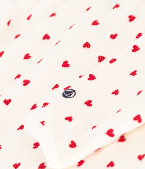 Pyjama bébé coeur en velours blanc MARSHMALLOW/rouge TERKUIT