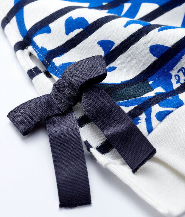 Marini&egrave;re manches longues en jersey b&eacute;b&eacute; fille. blanc/bleu