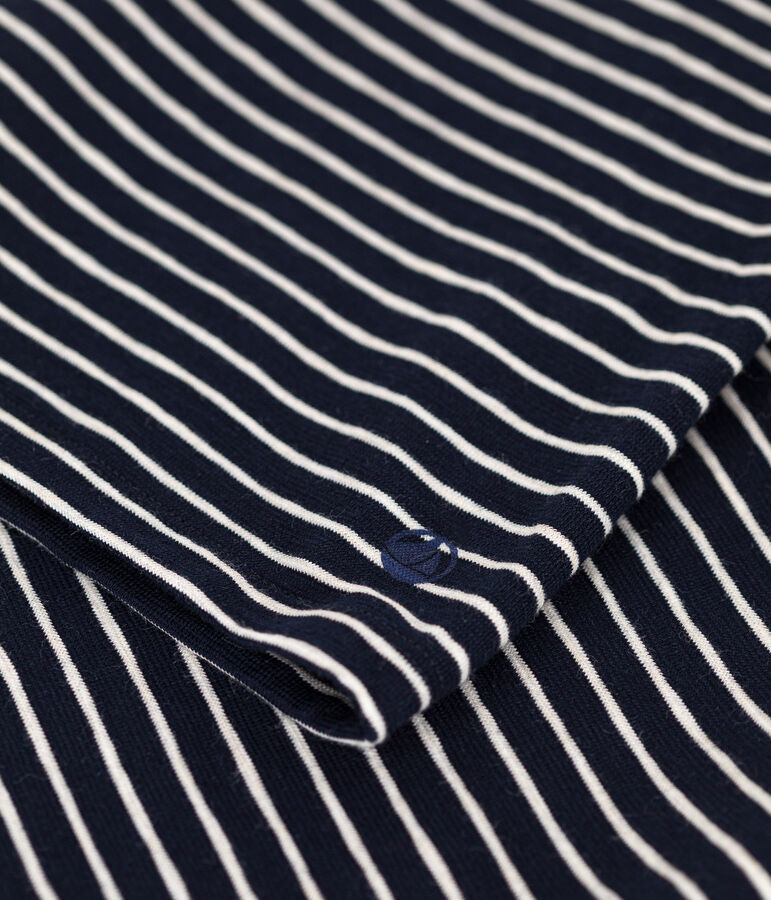 Tee-shirt Le Droit manches longues col danseuse en jersey flamm&eacute; femme bleu/beige