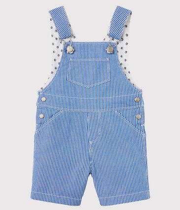 PETIT BATEAU - Salopette courte en toile rayée bébé garçon