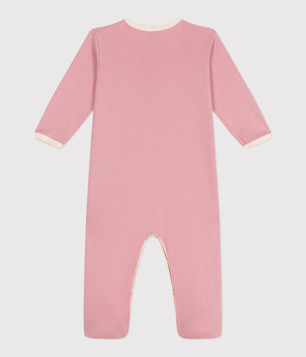 Pyjama b&eacute;b&eacute; en coton uni rose