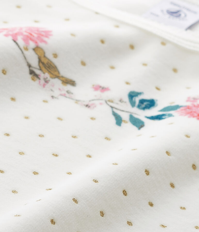 Chemise de nuit fille en bouclette velours blanc LAIT/jaune OR