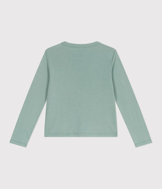Cardigan enfant en coton uni vert PAUL