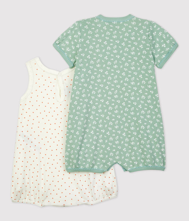 Lot de 2 combicourts b&eacute;b&eacute; en coton multicouleur