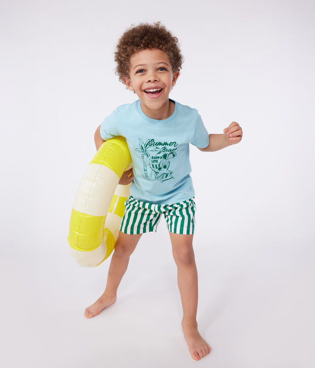 Teeshirt enfant en coton manches courtes imprim&eacute; bleu