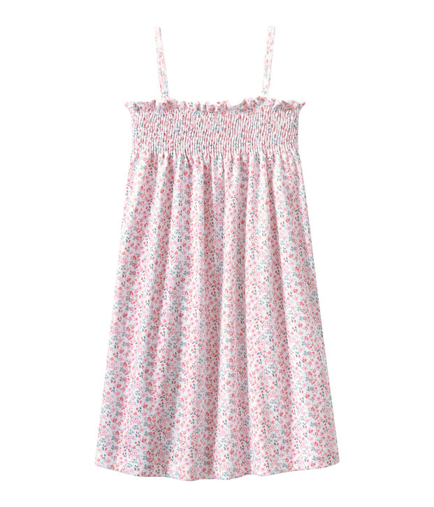 Nuisette fille smock&eacute;e imprim&eacute;e blanc/multicouleur