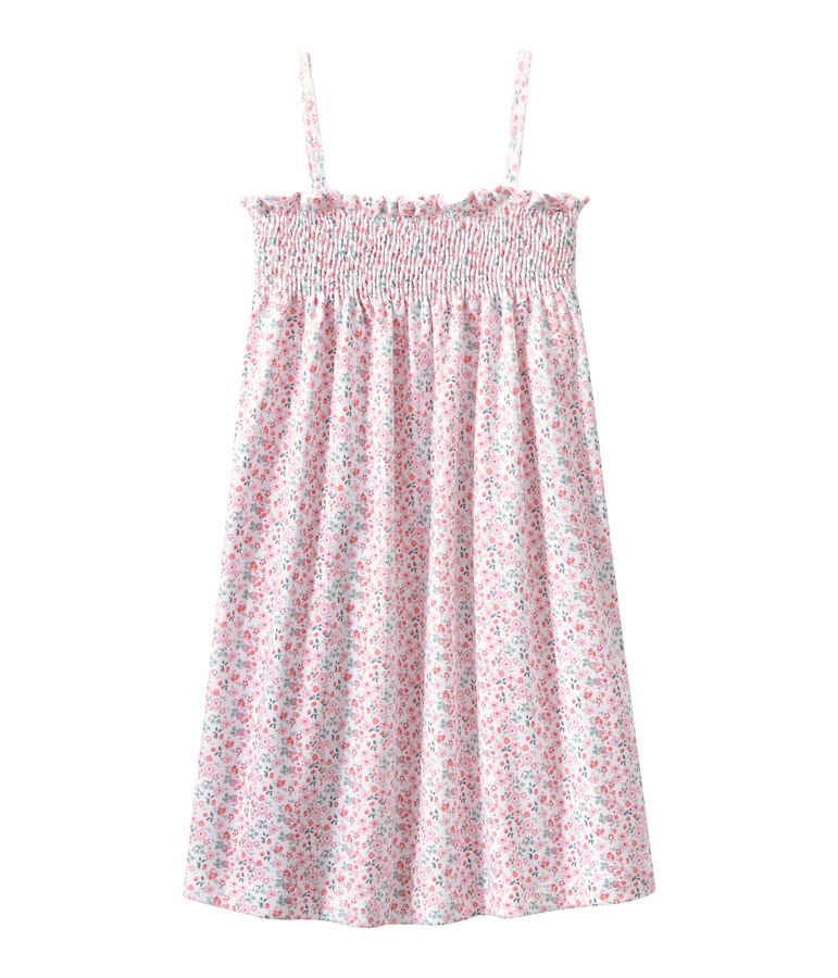 Nuisette fille smock&eacute;e imprim&eacute;e blanc/multicouleur