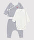 Ensemble 3 pièces rayé bébé en coton biologique