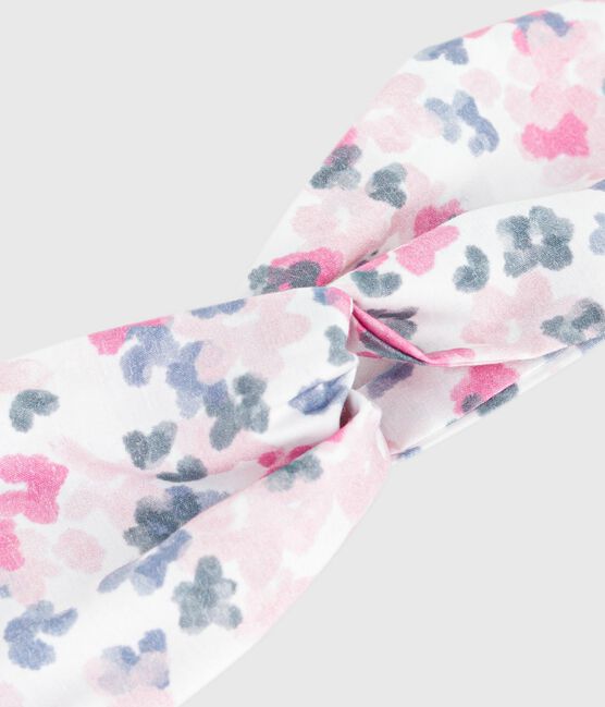 Bandeau bébé en popeline imprimé fleurs rose CHARME/blanc MULTICO