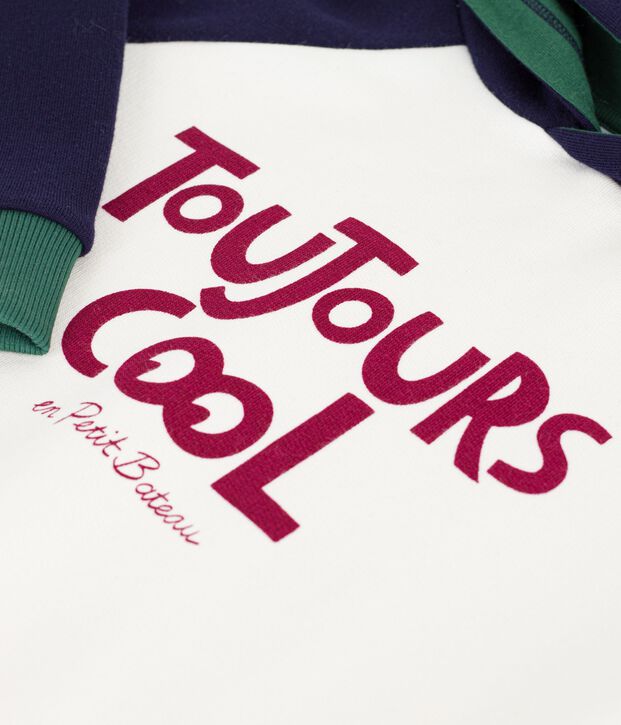 Sweatshirt enfant en coton imprim&eacute; &eacute;cru/multicouleur