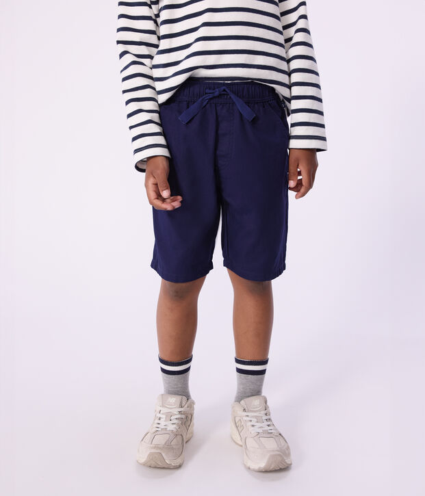 Bermuda short enfant en coton uni bleu marine