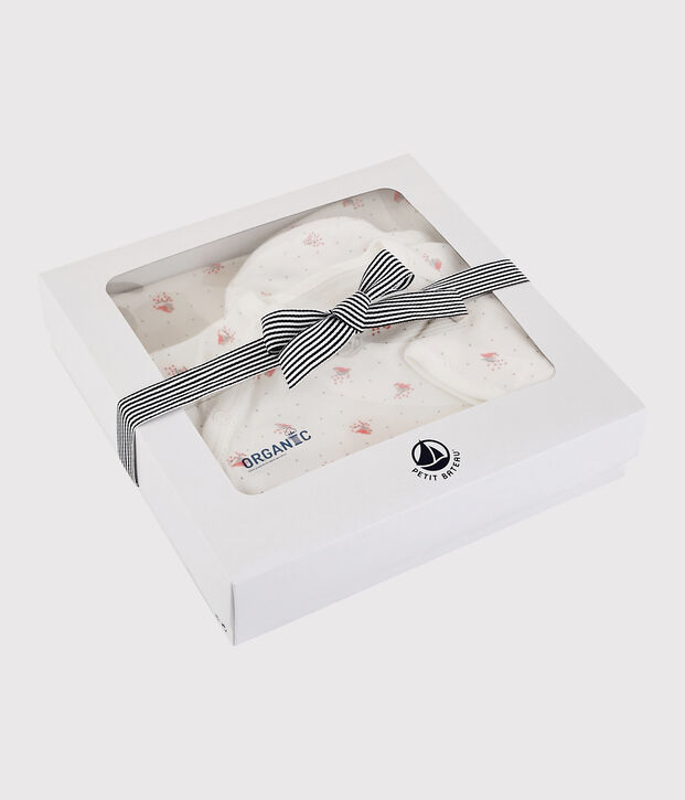 Coffret cadeau naissance petit oiseau b&eacute;b&eacute; en coton biologique multicouleur