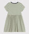 Robe rayée manches courtes en coton enfant fille vert CROCO/ AVALANCHE