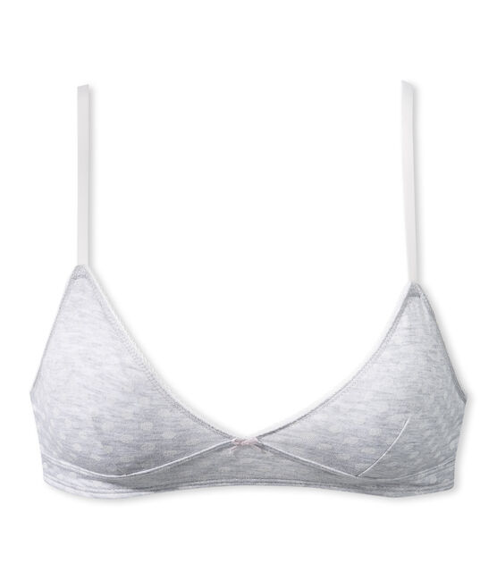 Soutien gorge fille à pois gris POUSSIERE/blanc LAIT