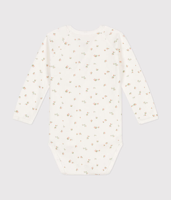 Body croisé manches longues en coton bébé blanc MARSHMALLOW/ SALINE