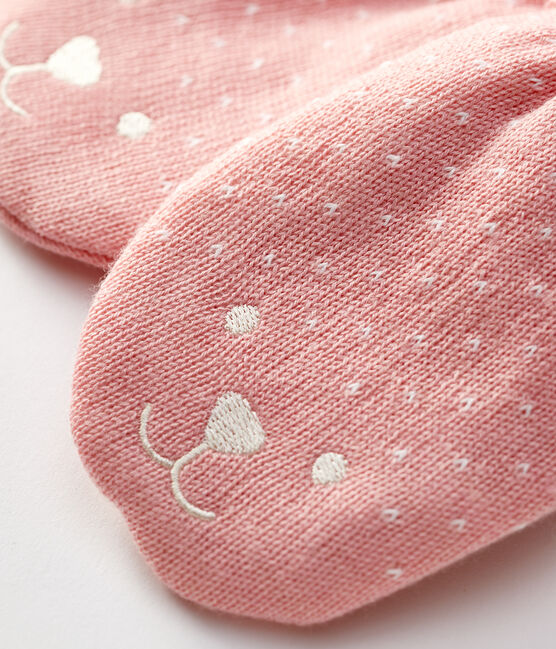 Moufles bébé doublée micropolaire rose CHARME