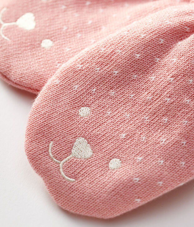 Moufles b&eacute;b&eacute; doubl&eacute;e micropolaire rose