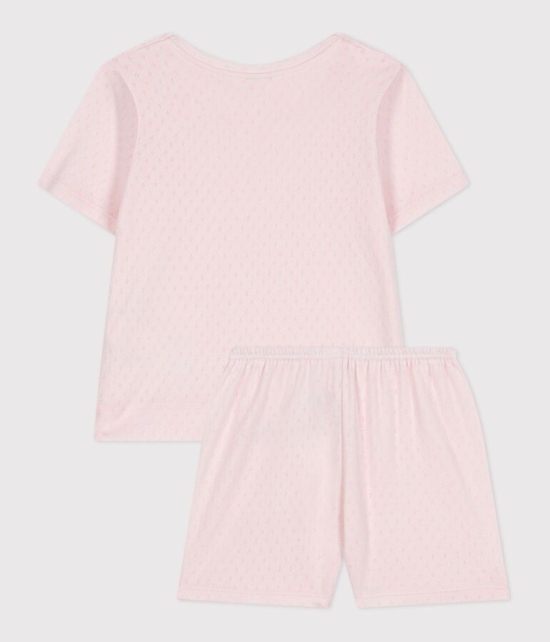 Pyjama short enfant en coton rose FLEUR
