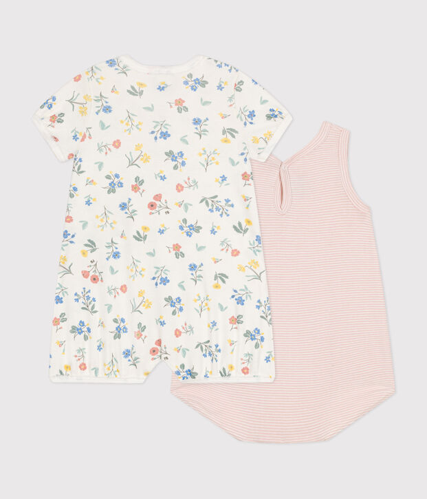 Lot de 2 combinaisons courtes en coton b&eacute;b&eacute; multicouleur