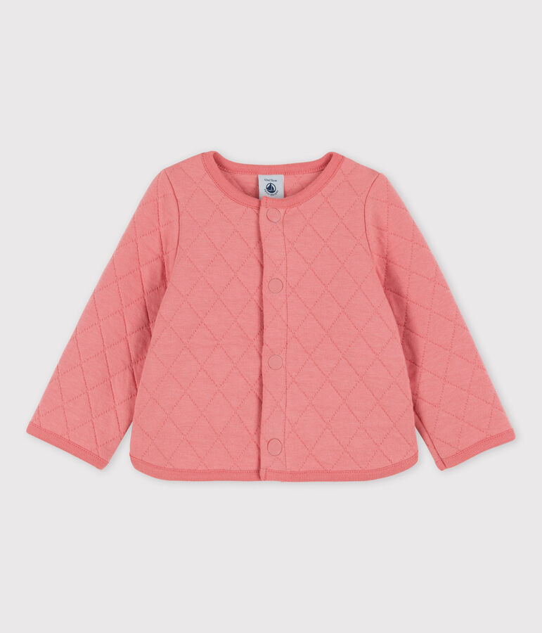 Cardigan en tubique matelass&eacute; b&eacute;b&eacute; rose PAPAYE