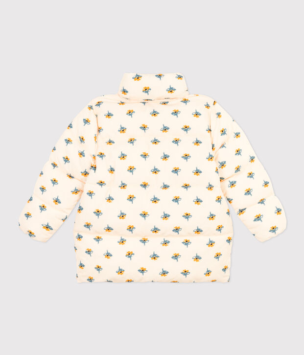 Doudoune avec capuche r&eacute;tractable enfant fille &eacute;cru/multicouleur