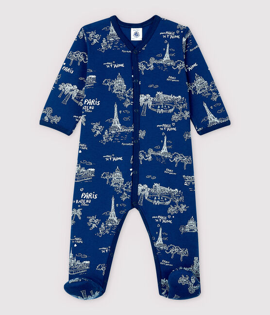 Dors-bien toile de Jouy Paris bébé en tubique bleu MEDIEVAL/blanc MARSHMALLOW