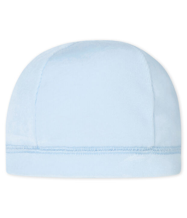 Bonnet de naissance b&eacute;b&eacute; mixte en velours bleu clair