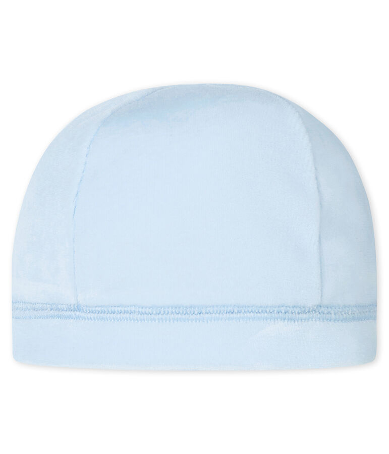 Bonnet de naissance b&eacute;b&eacute; mixte en velours bleu