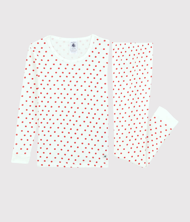 Pyjama snugfit Paris en coton enfant blanc MARSHMALLOW/rouge PEPS