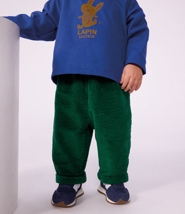 Pantalon b&eacute;b&eacute; en velours uni vert