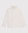 Sous-pull enfant en coton uni beige chin&eacute;