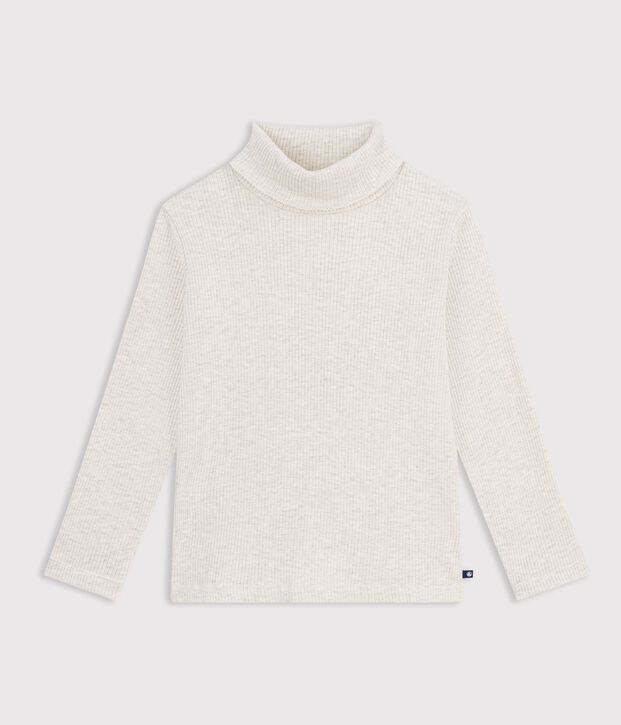 Sous-pull enfant en coton uni beige chin&eacute;