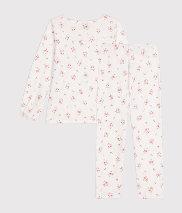 Pyjama en coton  imprim&eacute; &agrave; fleurs enfant blanc/multicouleur