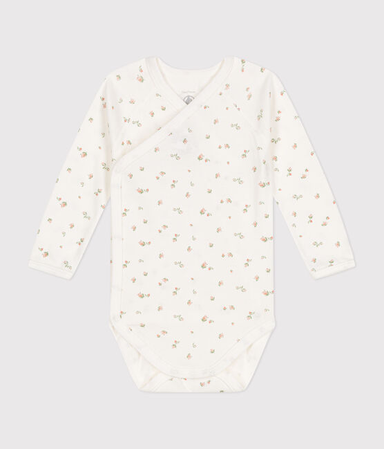 Body croisé manches longues en coton bébé blanc MARSHMALLOW/ SALINE