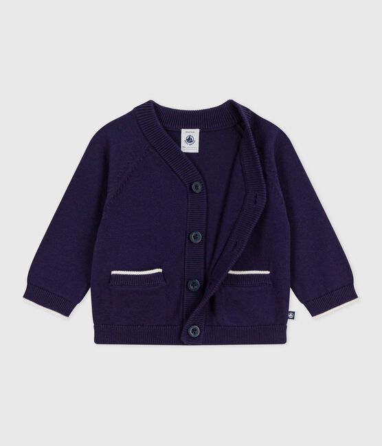 Cardigan bébé en coton uni bleu SOIR