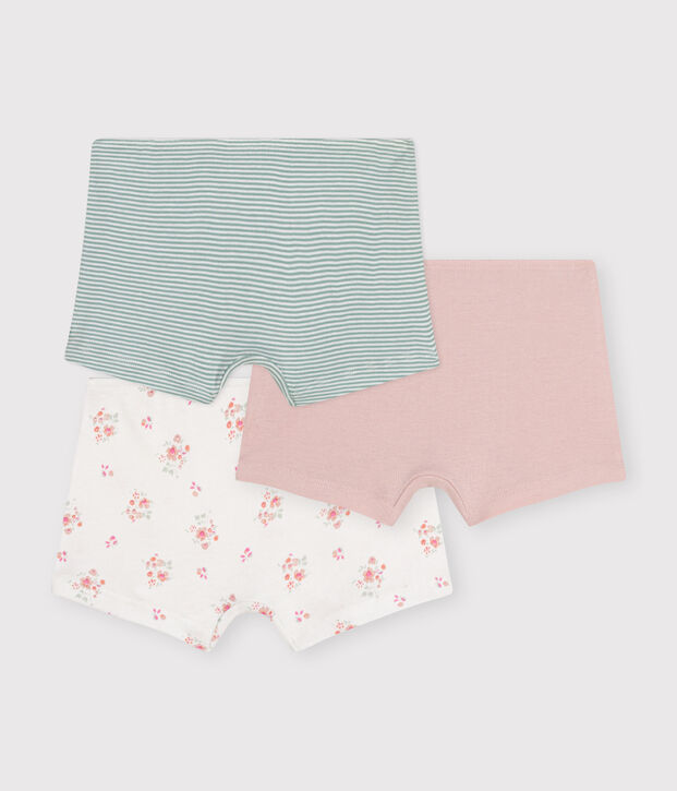 Lot de 3 shorties fleur en coton enfant multicouleur