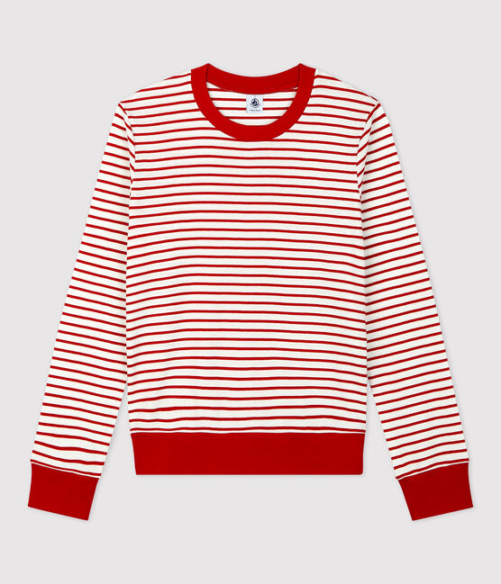 T-shirt marinière en coton Femme blanc MARSHMALLOW/rouge TERKUIT