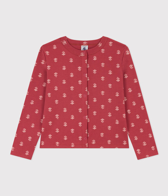 Cardigan imprimé en coton enfant fille rose PAPI/beige AVALANCHE